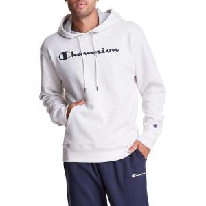 imageChampion Mens Pullover Graphic Fleece Hoodie Standard Fit Midweight Fleece Classic Script Logo Available Regular Big amp TallOatmeal Heather  Classic Script Logo
