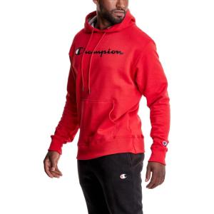 imageChampion Mens Pullover Graphic Fleece Hoodie Standard Fit Midweight Fleece Classic Script Logo Available Regular Big amp TallTeam Red Scarlet  Classic Script Logo
