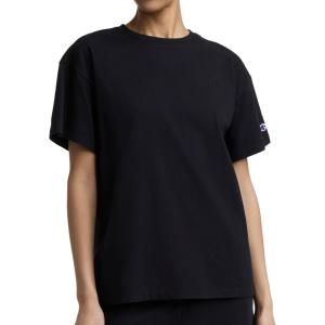 imageChampion Womens Classic Short Sleeve Graphic TShirt Loose Fit Script LogoBlack  Tonal Script Logo