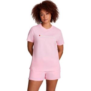 imageChampion Womens Classic Short Sleeve Graphic TShirt Standard Fit Script LogoRose Shadow