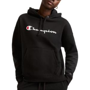 imageChampion Womens Pullover Fleece Hoodie Loose Fit Midweight Script Logo Available in Regular and PlusBlack  Classic Script Logo