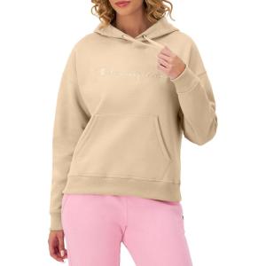 imageChampion Womens Pullover Fleece Hoodie Loose Fit Midweight Script Logo Available in Regular and PlusChampagne Frost  Embroidered Script Logo