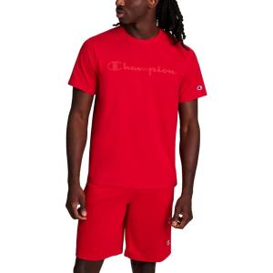 imageChampion Mens Graphic Short Sleeve TShirt Standard Fit Tonal Script Logo Midweight 100 Cotton Available in Regular and Big amp Tall