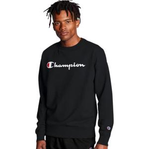 imageChampion Mens Mens Crewneck Fleece Sweatshirt Standard Fit Midweight C Logo Available in Regular and Big amp TallBlack