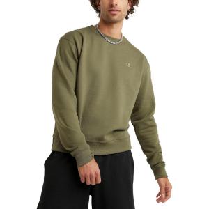 imageChampion Mens Mens Crewneck Fleece Sweatshirt Standard Fit Midweight C Logo Available in Regular and Big amp TallCargo Olive  C Logo