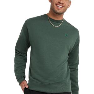 imageChampion Mens Mens Crewneck Fleece Sweatshirt Standard Fit Midweight C Logo Available in Regular and Big amp TallDark Green C Logo