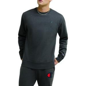 imageChampion Mens Mens Crewneck Fleece Sweatshirt Standard Fit Midweight C Logo Available in Regular and Big amp TallGranite Heather  C Logo