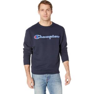 imageChampion Mens Mens Crewneck Fleece Sweatshirt Standard Fit Midweight C Logo Available in Regular and Big amp TallNavy