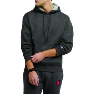 imageChampion Mens Pullover Fleece Hoodie Standard Fit Midweight C Logo Available in Regular and Big amp TallGranite Heather  C Logo