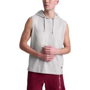 imageChampion Mens Sleeveless TShirt Hoodie Standard Fit LightweightOxford Gray Heather  C Logo