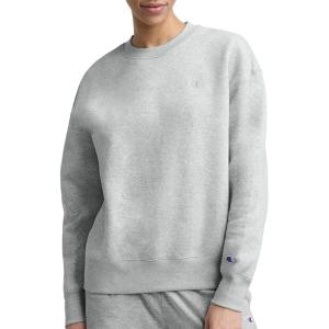 imageChampion Womens Crewneck Fleece Sweatshirt Loose Fit Midweight C Logo Available in Regular and PlusOxford Gray Heather  C Logo