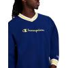 imageChampion Mens Lightweight VNeck Woven Pullover Standard Fit Script LogoBlue Depths