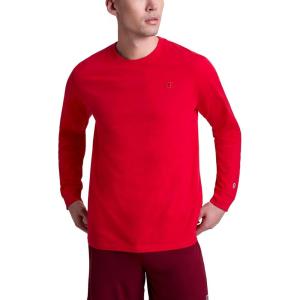 imageChampion Mens Classic Long Sleeve TShirt Standard Fit Script amp C Logo Available in Regular and Big amp TallTango Red