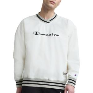 imageChampion Mens Lightweight VNeck Woven Pullover Standard Fit Script LogoUnbleached Cotton