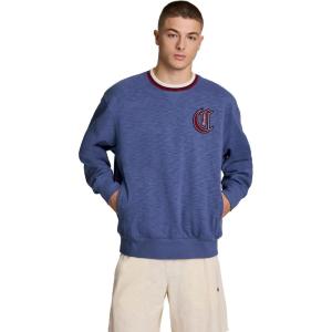 imageChampion Mens Modern Retro 100 Washed Cotton Crewneck Sweatshirt Standard FitCoastal Fjord