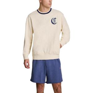 imageChampion Mens Modern Retro 100 Washed Cotton Crewneck Sweatshirt Standard FitUnbleached Cotton