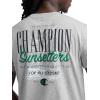 imageChampion Mens Classic Graphic Short Sleeve TShirt Standard Fit Champion Club GraphicsOxford Gray Heather  Sunsetters