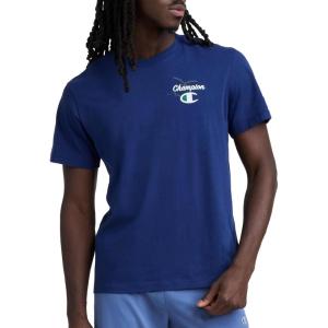 imageChampion Mens Classic Graphic Short Sleeve TShirt Standard Fit Champion Club GraphicsBlue Depths  Sunsetters