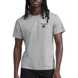 imageChampion Mens Classic Graphic Short Sleeve TShirt Standard Fit Champion Club GraphicsOxford Gray Heather  Sunsetters