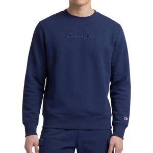 imageChampion Mens Crewneck Fleece Sweatshirt Standard Fit Midweight Script Logo Available in Regular and Big amp TallBlue Depths  Tonal Script Logo