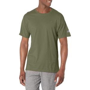 imageChampion Mens Classic Short Sleeve TShirt Standard Fit Midweight 100 Cotton Available in Regular and Big amp TallCargo Olive