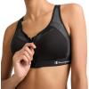 imageChampion Womens Sports Bra Motion Control FrontZip HighImpact Maximum Support Breathable MoistureWickingBlack