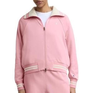 imageChampion Womens Pitcher Fullzip Mock Neck Track Jacket Standard Fit French TerryRose Shadow
