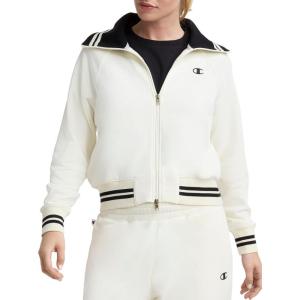 imageChampion Womens Pitcher Fullzip Mock Neck Track Jacket Standard Fit French TerryUnbleached Cotton