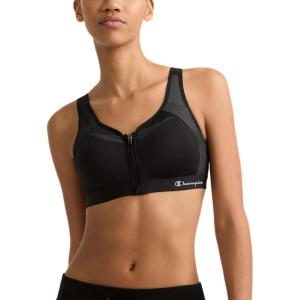 imageChampion Womens Sports Bra Motion Control FrontZip HighImpact Maximum Support Breathable MoistureWickingBlack