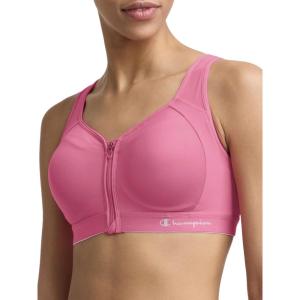 imageChampion Womens Sports Bra Motion Control FrontZip HighImpact Maximum Support Breathable MoistureWickingPink Cosmos