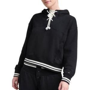 imageChampion Womens Tackle Front Lace Pullover Hoodie Loose Fit French TerryBlack