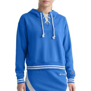 imageChampion Womens Tackle Front Lace Pullover Hoodie Loose Fit French TerryNebulas Blue