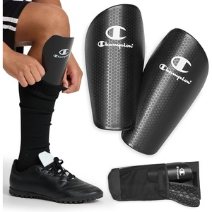 image:imageChampion Defender Elite Youth Soccer Shin Guards Slipin Curved Plastic Plate and EVA Foam Interior for a Contoured Fit for BoysGirls Soccer GameLargeXLarge