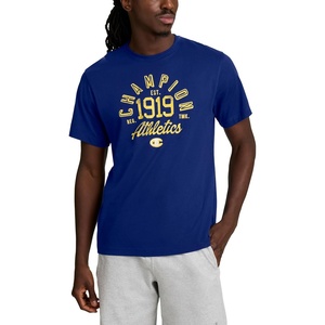 image:imageChampion Mens Classic Graphic Short Sleeve TShirt Standard Fit Modern Retro Gothic 19 GraphicBlue Depths  Champion 1919