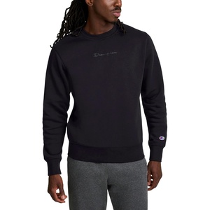 image:imageChampion Mens Crewneck Fleece Sweatshirt Standard Fit Midweight Script Logo Available in Regular and Big amp TallBlack  Tonal Script Logo